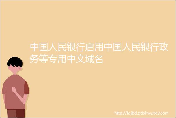 中国人民银行启用中国人民银行政务等专用中文域名